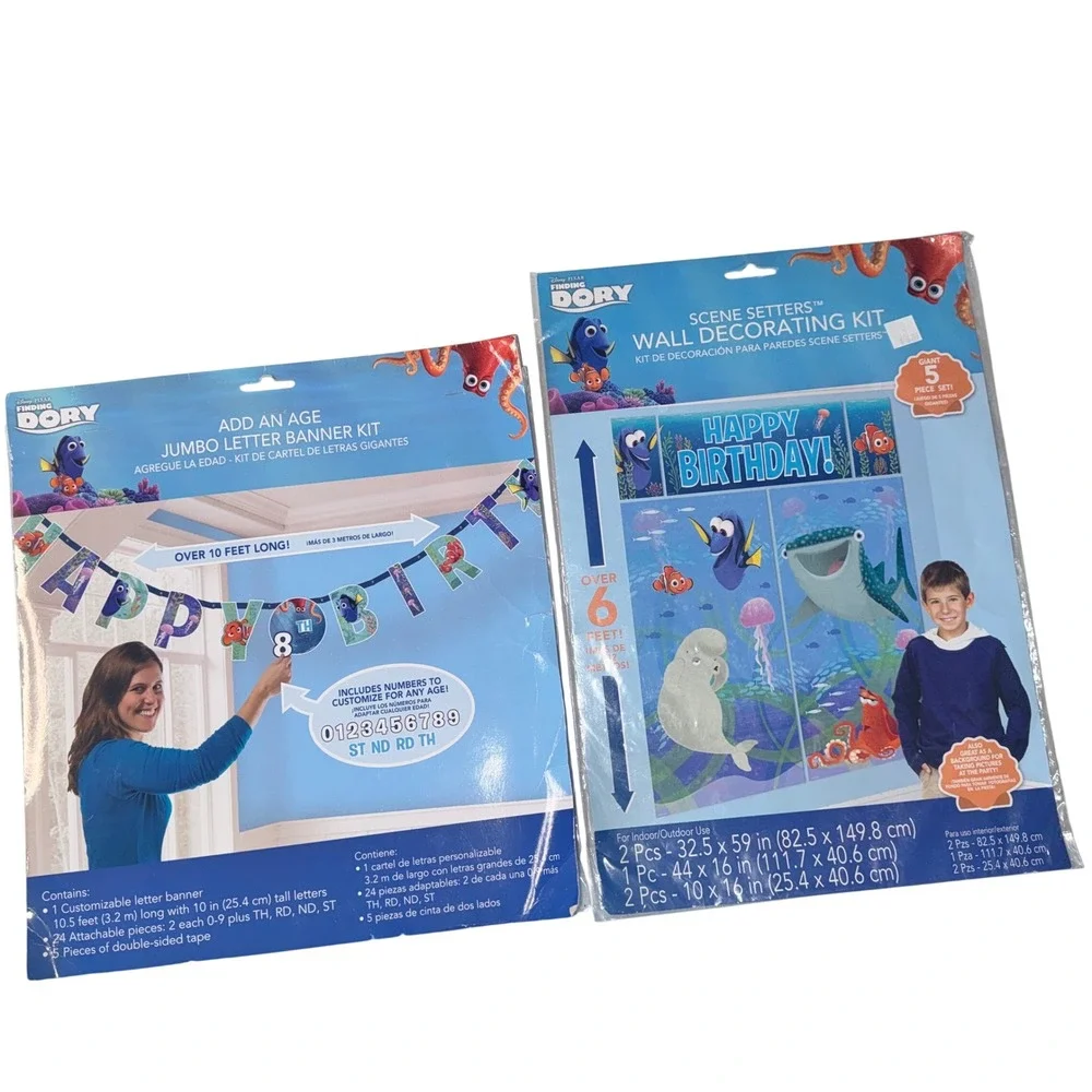 Disney Finding Dory Birthday Party Decoration Kit Banner & Scene Setter Blue NEW